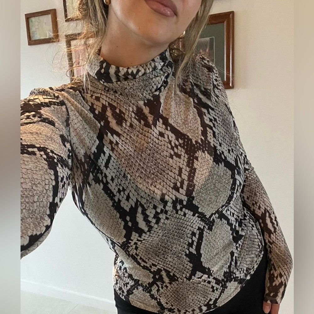 H&M Snake Print Blouse - Black and White